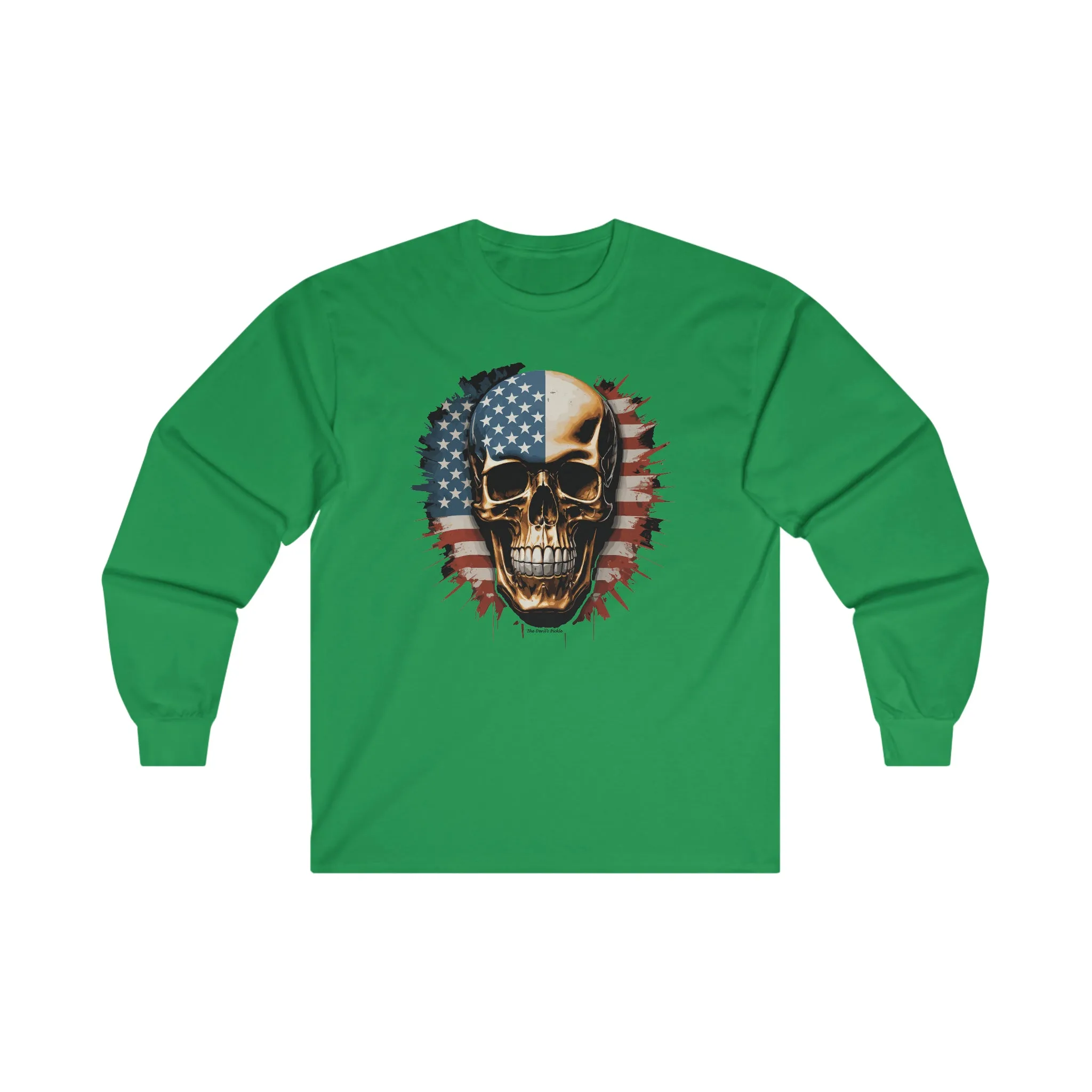 American Flag Skull Long Sleeve Tee