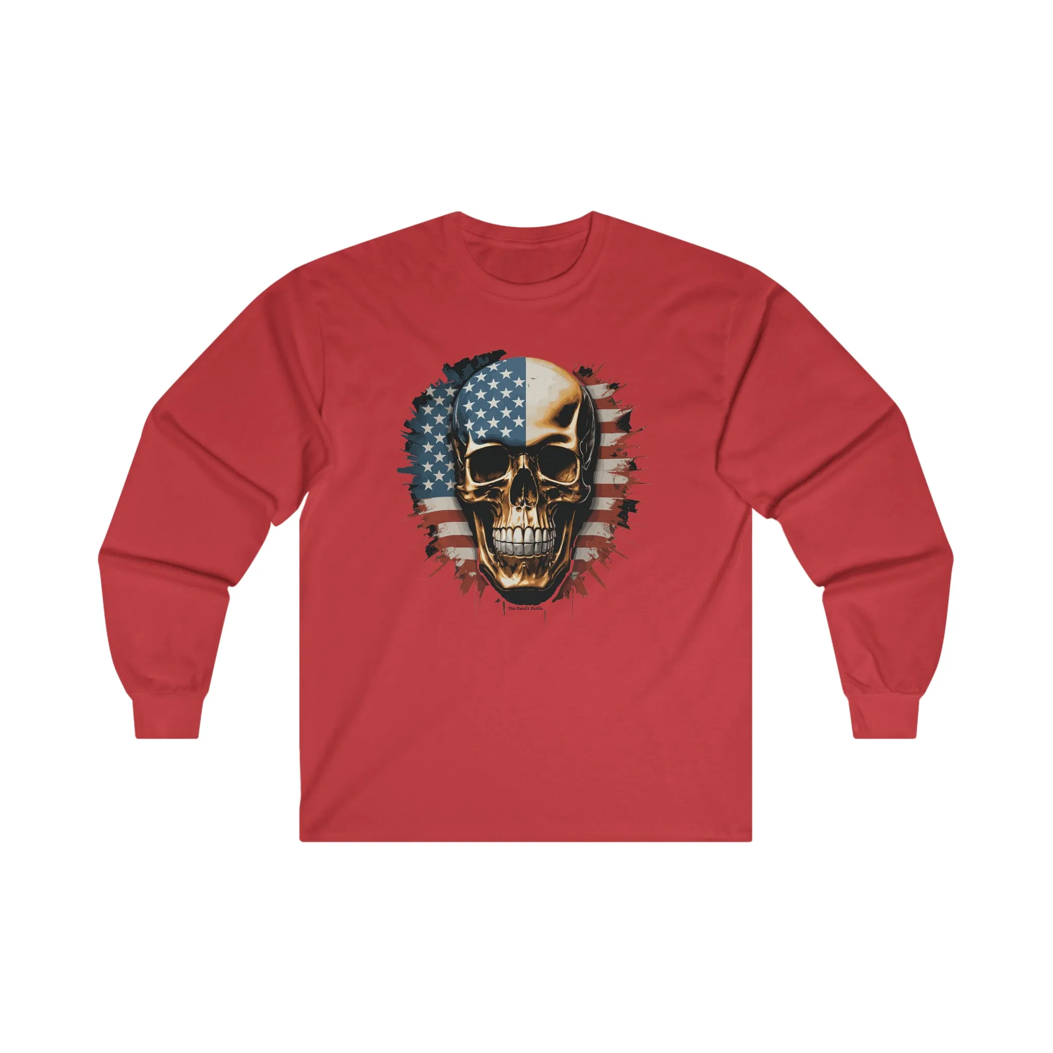 American Flag Skull Long Sleeve Tee