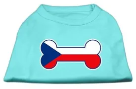 Bone Shaped Czech Republic Flag Screen Print Shirts Aqua L (14)