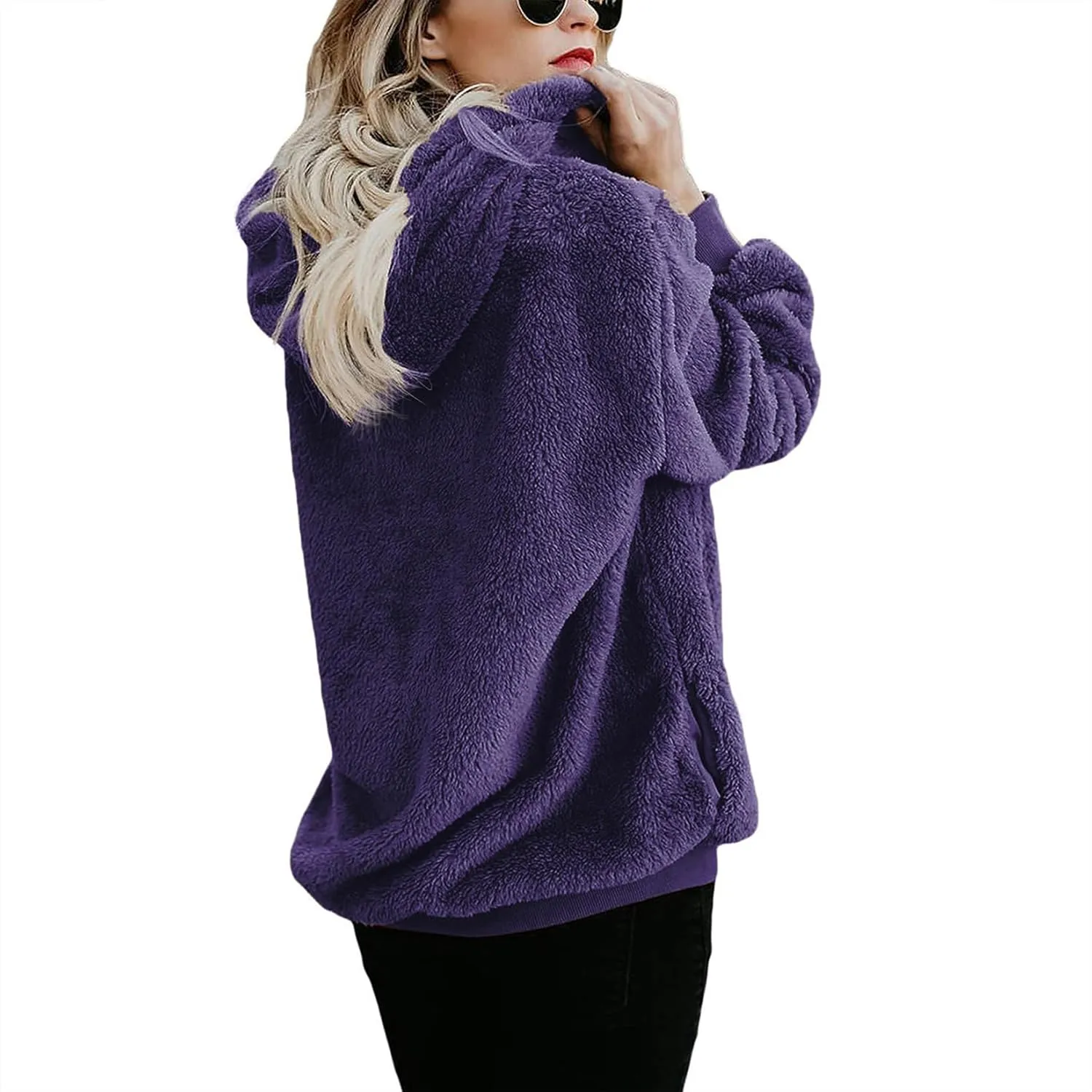 Century Star Womens Fuzzy Hoodies Pullover Sport Hoodie Cozy Oversized Pockets Hooded Sweatshirt Athletic Fleece Hoodies