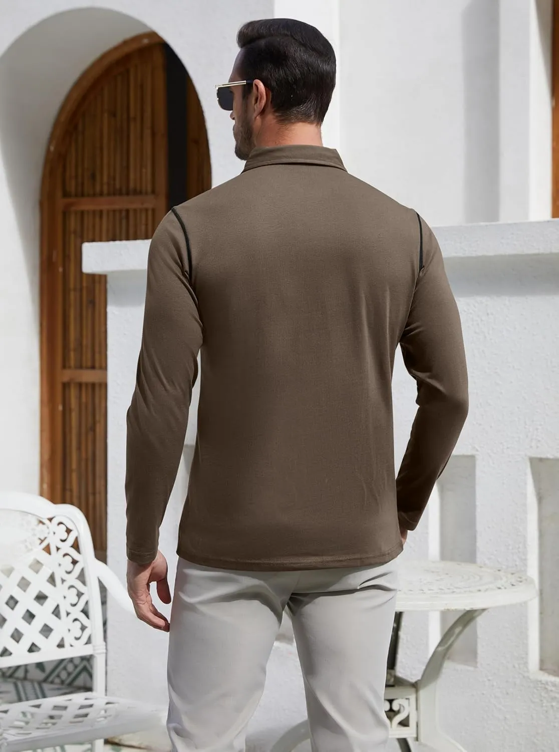 EDITCOZY Long Sleeve Polo Shirts for Men with Pocket Casual Cotton Button Down Collared Golf Shirts