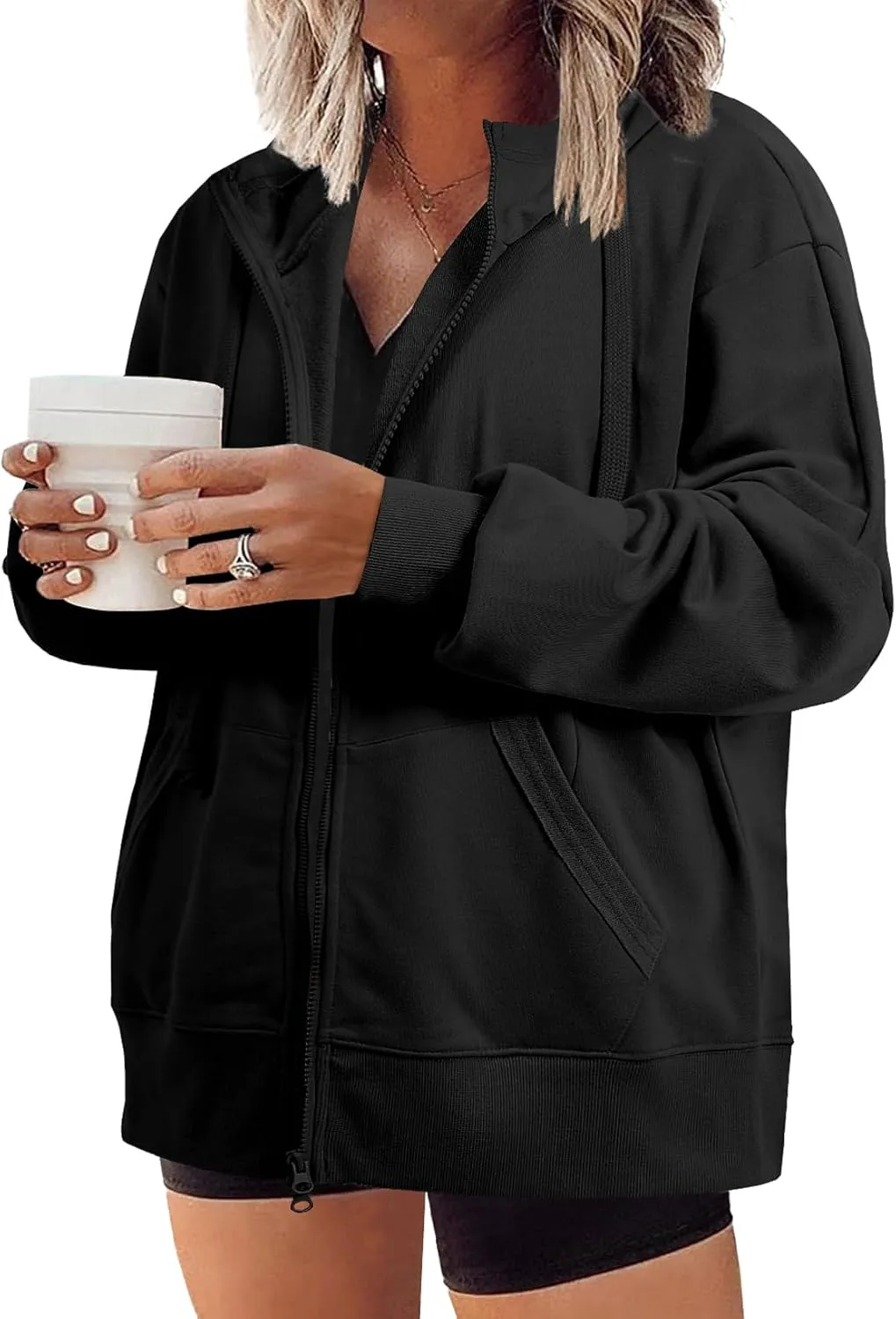 Eytino Women Plus Size Sweatshirts Long Sleeve Zip Up Oversized Casual Hoodies Jackets 2025 Fashion Fall Outfits(1X-5X)