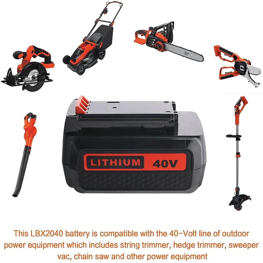 For Black & Decker 40V Battery Replacement | LBX2040 LBXR36 4.0Ah Li-ion Battery