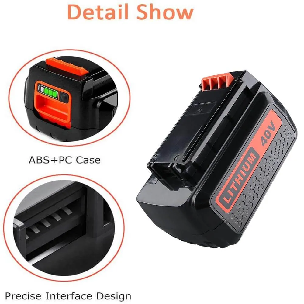 For Black & Decker 40V Battery Replacement | LBX2040 LBXR36 4.0Ah Li-ion Battery
