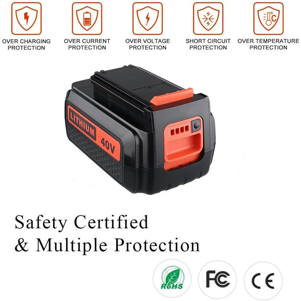 For Black & Decker 40V Battery Replacement | LBX2040 LBXR36 4.0Ah Li-ion Battery