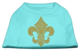 Gold Fleur De Lis Rhinestone Shirts Aqua M (12)