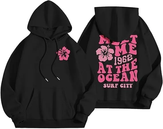 Graphic Hoodies Women Y2k Oversized Sweatshirt Long Sleeve Pullover Sweater Cute Hooded Preppy Top Aesthetic Shirts L/L