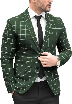 HUUTOE Mens Sport Coats and Blazers Slim Fit Suit Western Sport Coats for Plaid Blazer Men Casual Dress Blazer Jacket