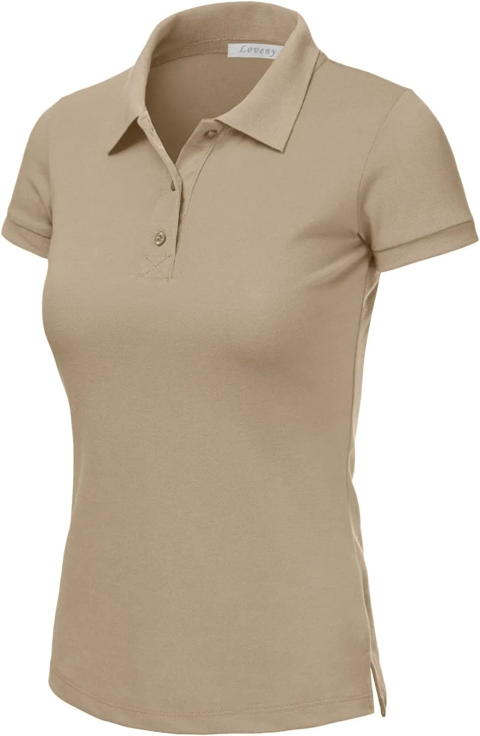 J. LOVNY Women's Slim Fit Long Waist Short Sleeve Plain Polo Tee Shirts
