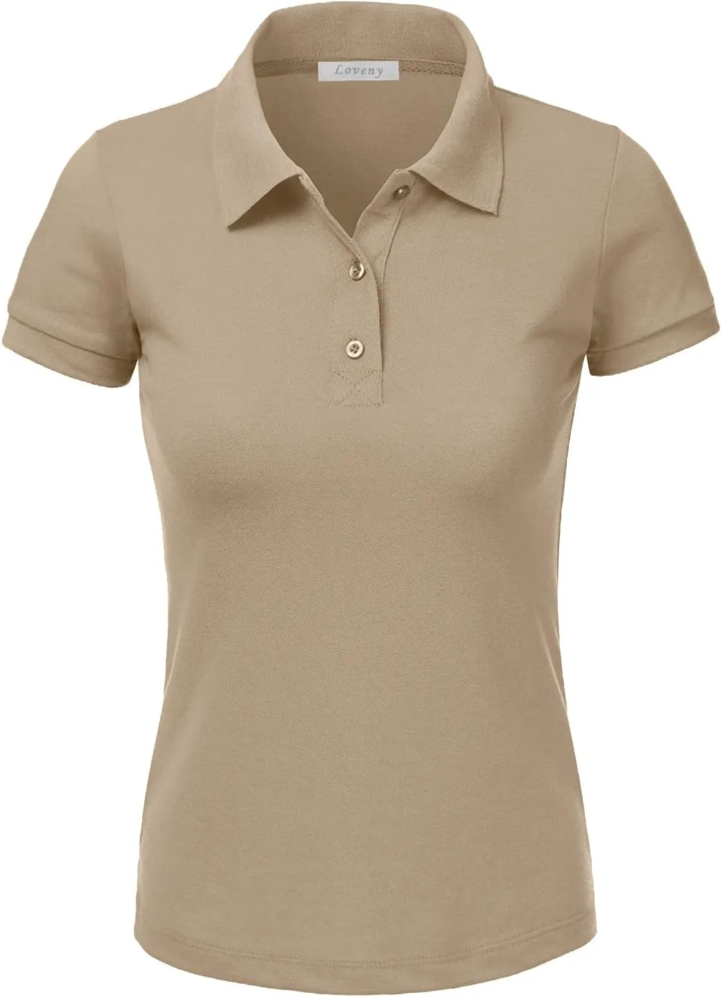 J. LOVNY Women's Slim Fit Long Waist Short Sleeve Plain Polo Tee Shirts
