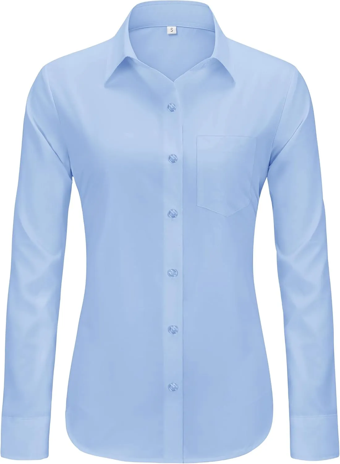 J.VER Womens Button Down Dress Shirts Solid Long Sleeve Wrinkle Free Formal Collared Shirt Casual Business Blouse with Pocket