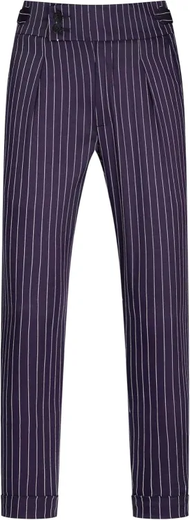 Lars Amadeus Striped Dress Pants for Men's Pleated Front Business Tapered Cropped Trousers