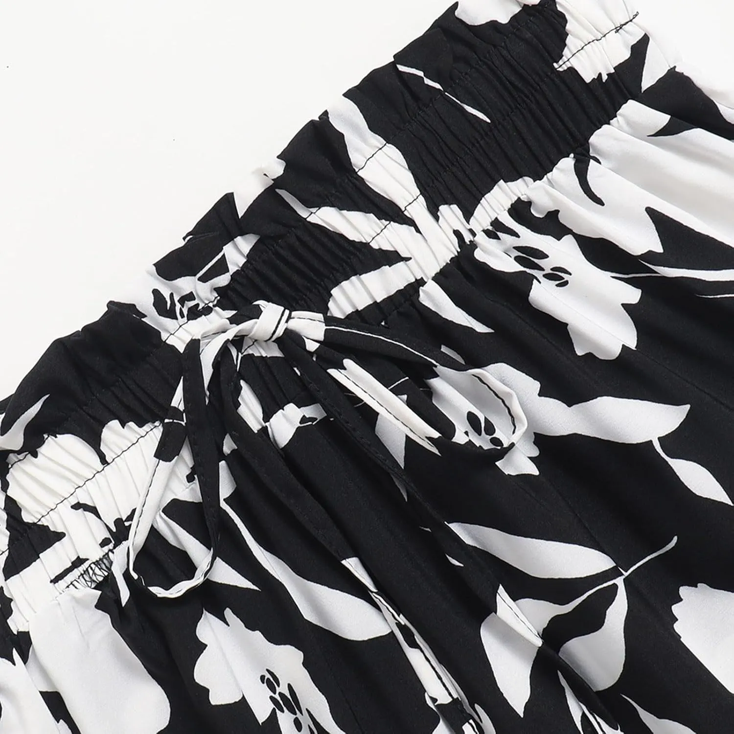 Maxi Skirts for Women Boho Floral Print Tiered Flowy Skirt Vacation Elastic Drawstring Waist A Line Pleated Skirt