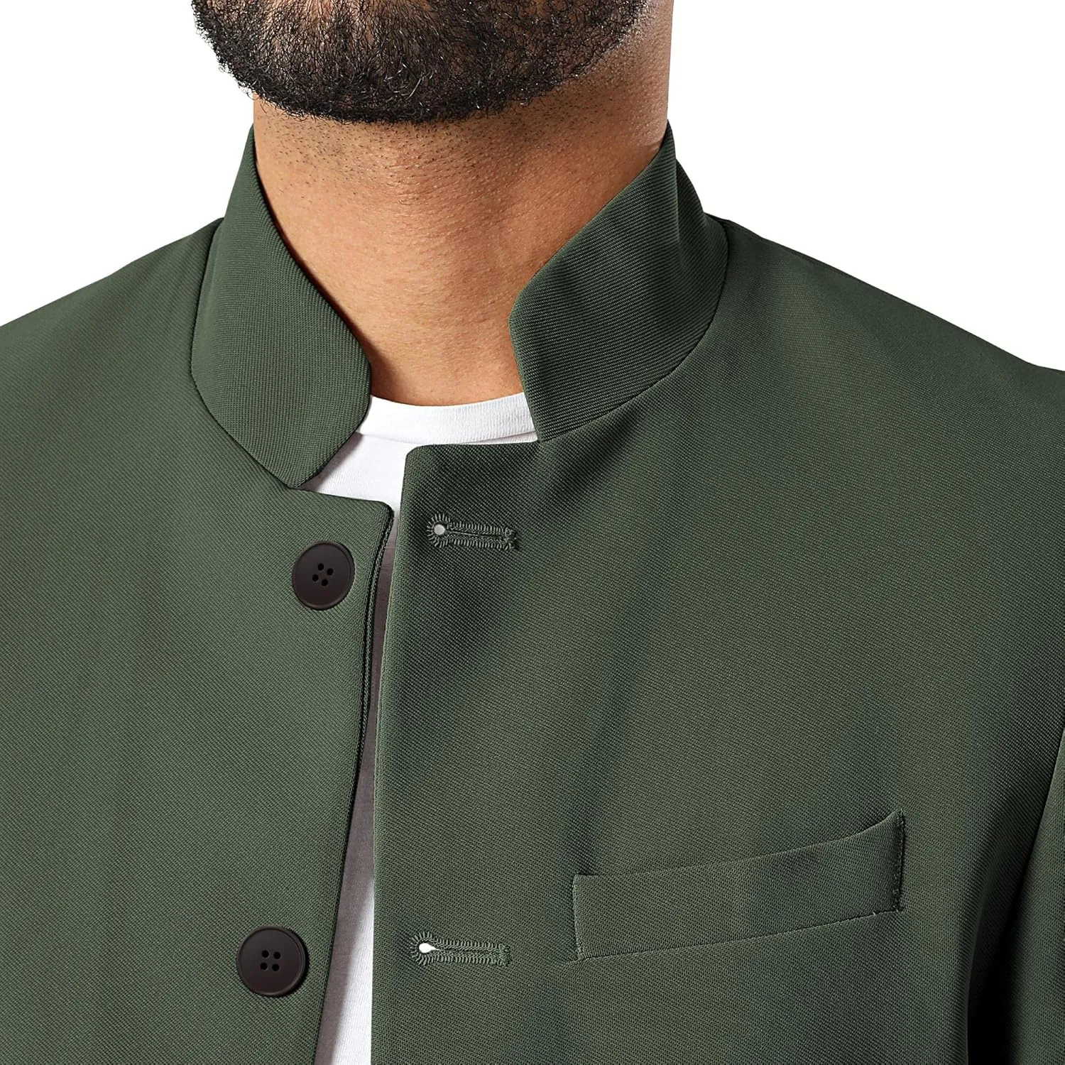Mens Casual Suit Blazer Jackets Stand Mandarin Collar Lightweight Lined Business Dress Sport Coats