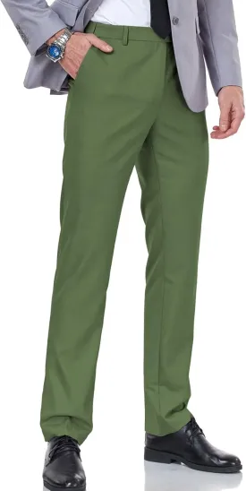 Men's Dress Pants Classic Flat Front Suit Pants Slim Fit Formal Trousers for Mens Casual