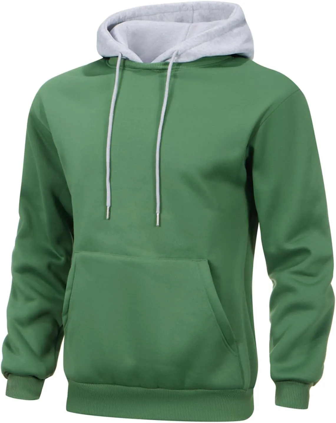 Mens Hoodies Pullover Color Block Fleece Long Sleeve Sweatshirt Tops with Pocket