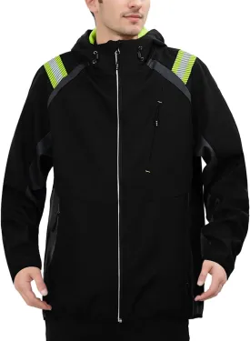 Mens Lightweight Jacket Soft Shell Windbreakers Water-resistant Hiking Safety Outerwear