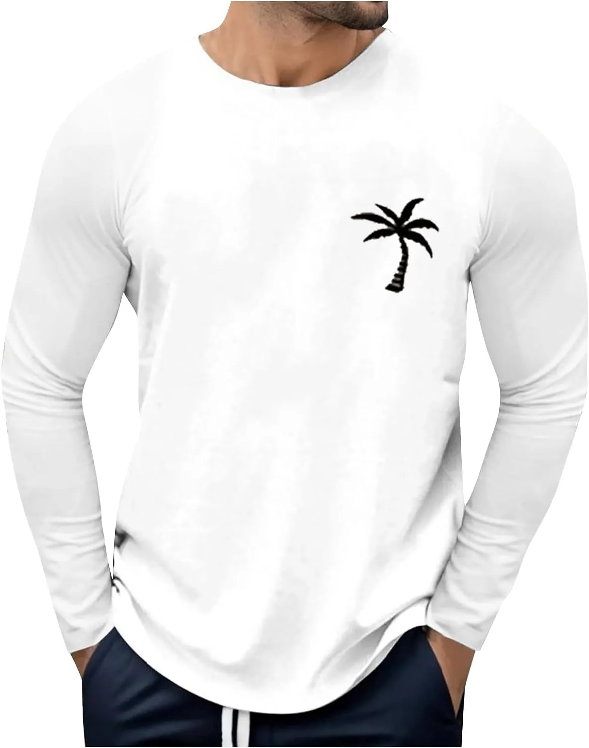 Mens Tshirts Graphic Long Sleeve Crewneck T-Shirts Oversized Casual Tee Shirt Funny Fashion Cool Sport Shirts