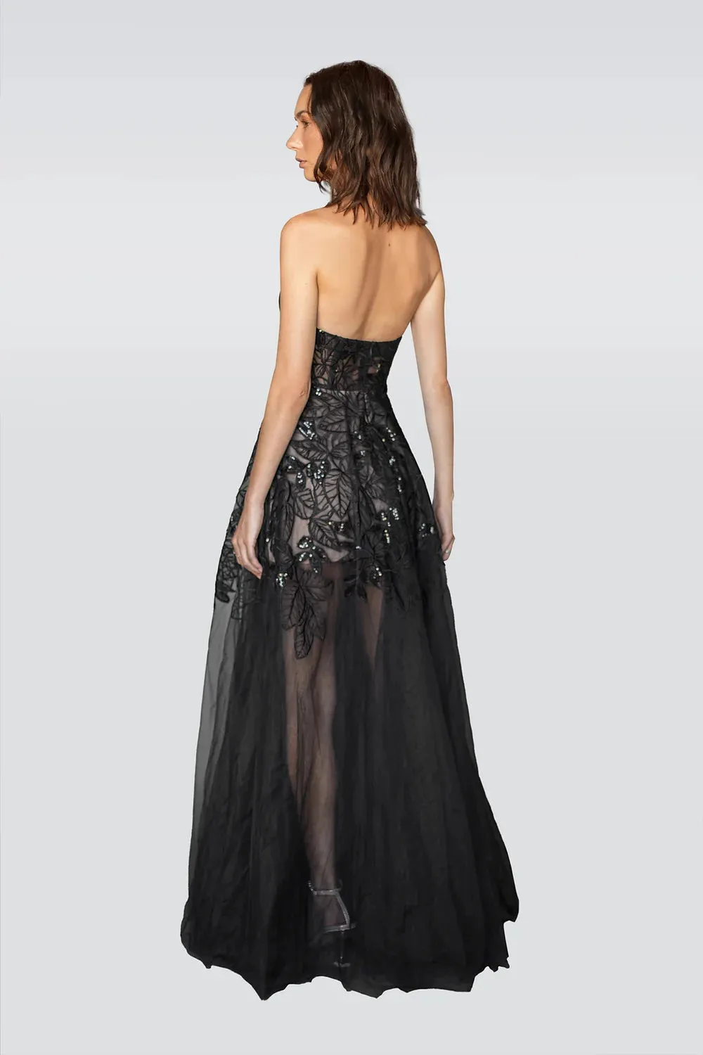 Nightflora Strapless Couture Gown - Black