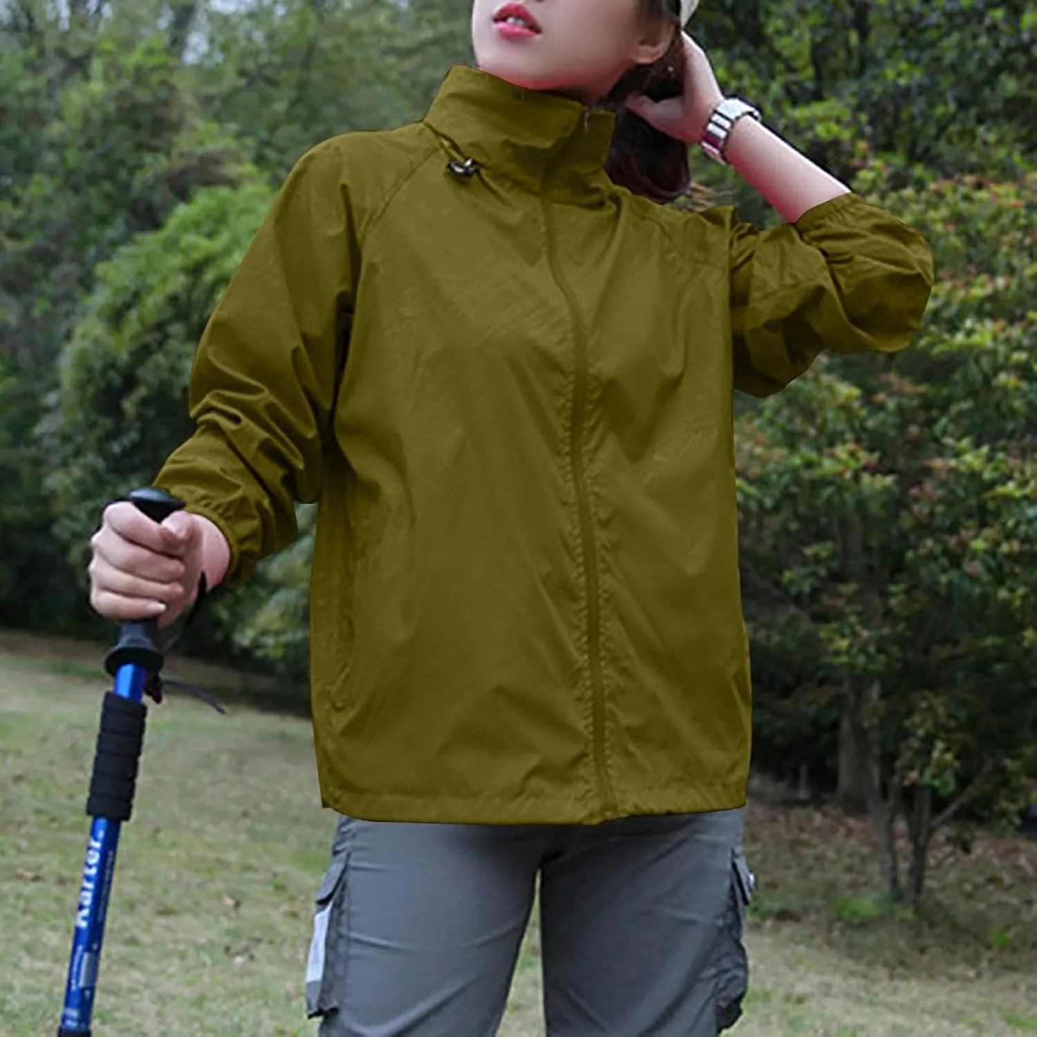 Rain Jacket Women Lightweight Hooded Raincoat Waterproof Windbreaker Jackets 2025 Packable Rain Coats with Pockets