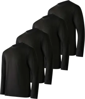 Real Essentials 4 Pack: Men's Dry-Fit UV Moisture Wicking UPF 50  SPF Sun Protective Fishing Hiking Active Long Sleeve Shirt