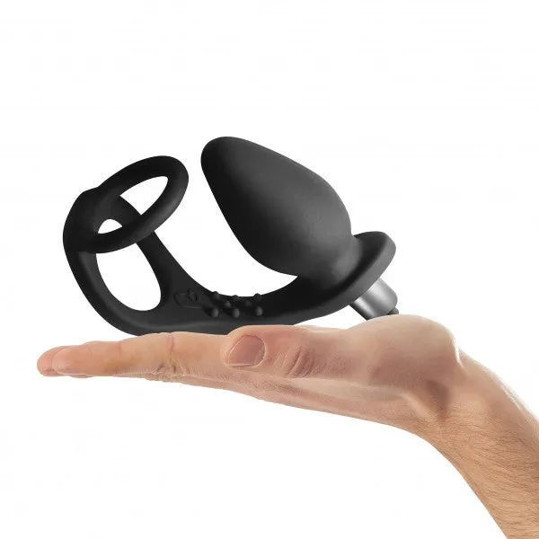 Rocks-Off 7-Speed RO-Zen Cock Ring And Anal Plug Black