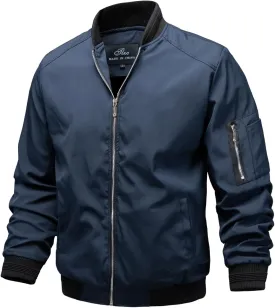 TLZC Men's Lightweight Bomber Jacket Windbreaker Slim Fit Active Coat Outerwear