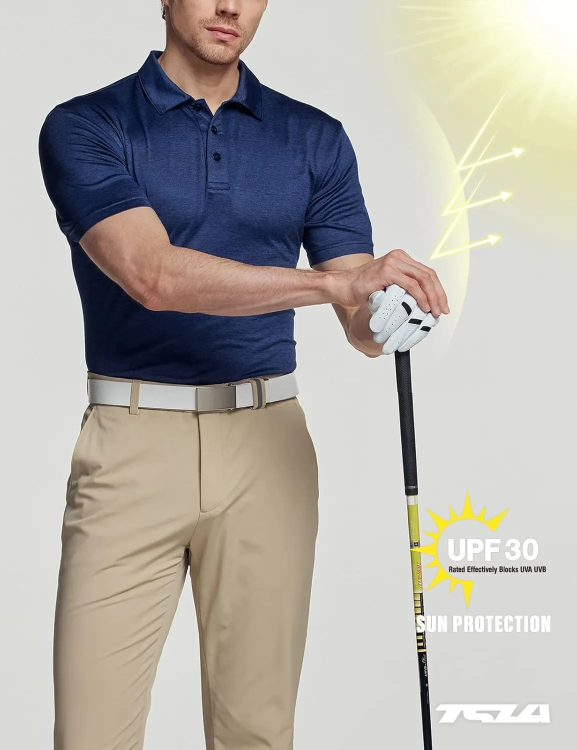 TSLA Men's Short Sleeve Polo Shirts, Regular fit Quick Dry Golf Shirts, Sports Performance Dri Flex Tech Solid Top Shirts