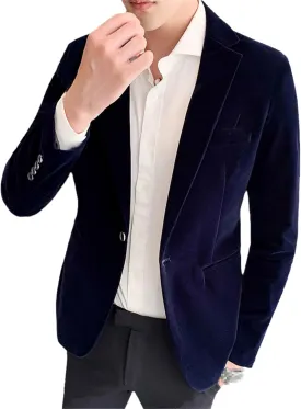 Velvet Blazer Men Fashion Casual Blazer Men Wedding Groom Singer Costume Slim Blazer Formal Evening Dress