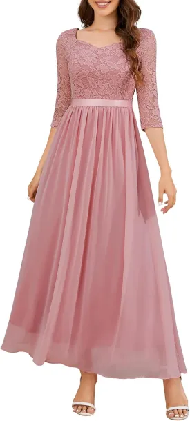 Wedtrend Women's Formal Dress Mother of The Bride Dress 3/4 Sleeve Wedding Guest Dress Maxi Evening Gown