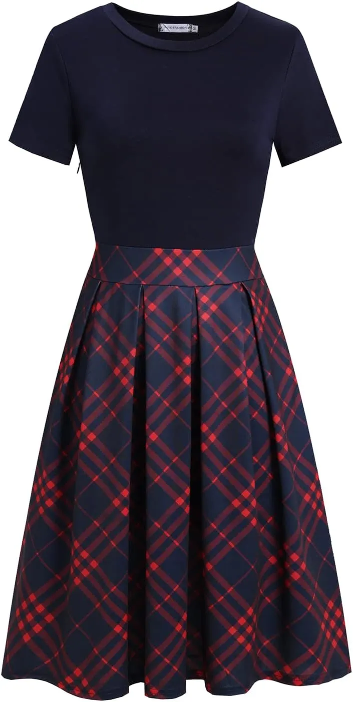 Women's Elegant Vintage Summer Casual Dresses 2025 Floral Print Work Party A-Line Dress with Pockets 262