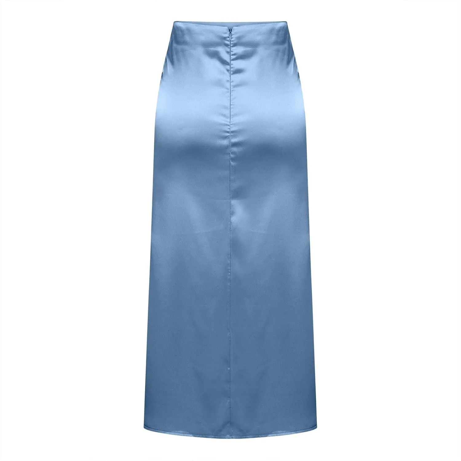Womens Satin Skirts Business Casual Silk Midi Skirt High Waisted Long Skirts Solid Color Elegant Pencil Work Skirts