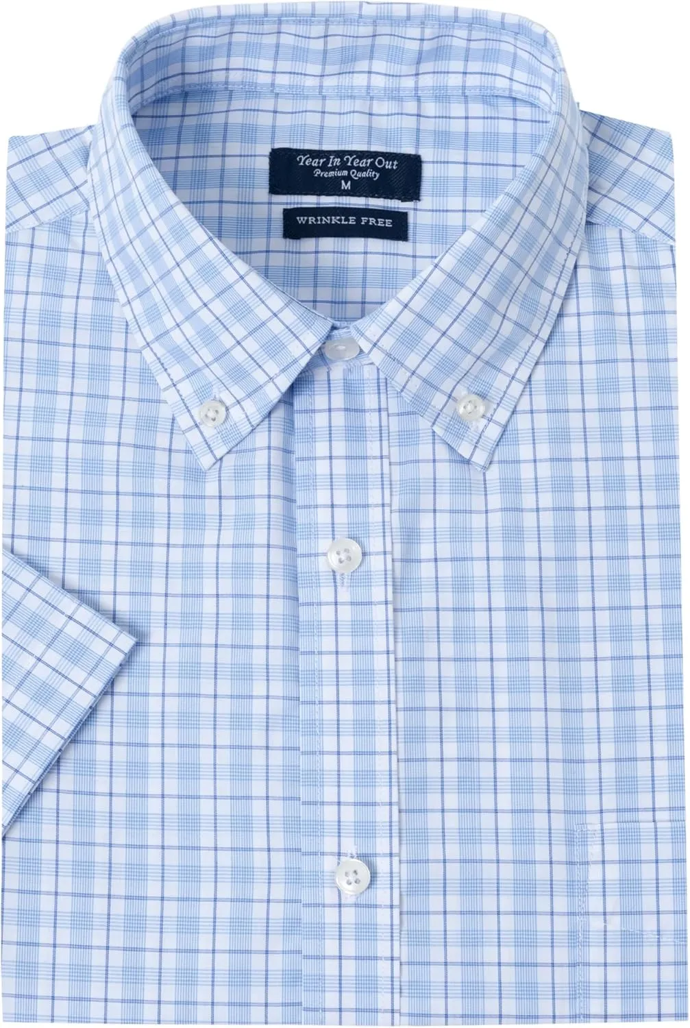 Year In Year Out Wrinkle Free Dress Shirts for Men Regular Fit Short Sleeve Button Down Shirts Business Casual Shirts