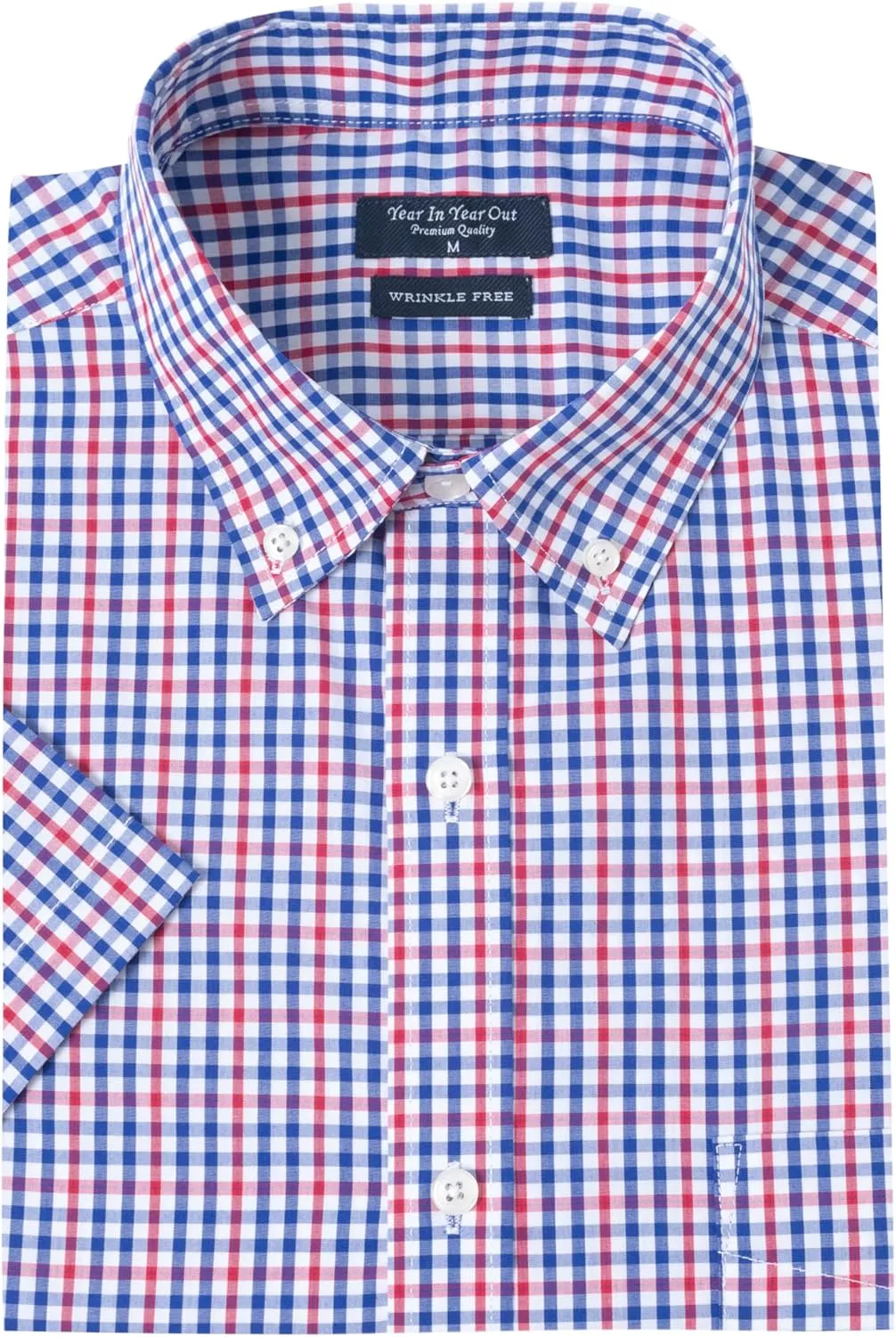 Year In Year Out Wrinkle Free Dress Shirts for Men Regular Fit Short Sleeve Button Down Shirts Business Casual Shirts