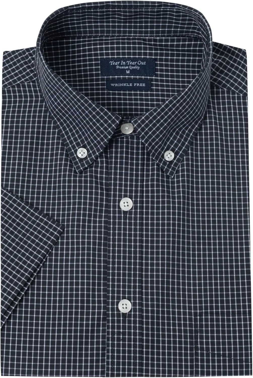 Year In Year Out Wrinkle Free Dress Shirts for Men Regular Fit Short Sleeve Button Down Shirts Business Casual Shirts